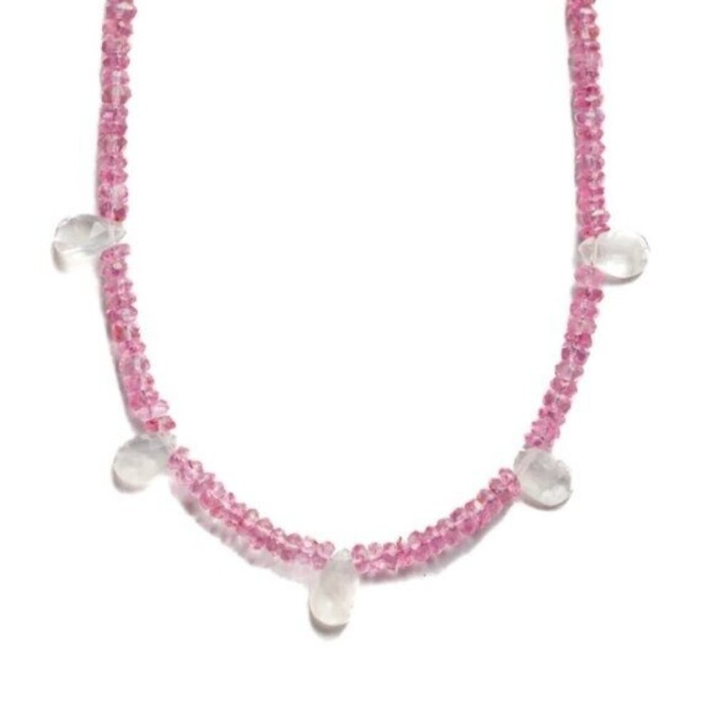Gorgeous Pink Tourmaline & Moonstone Necklace Unique Handmade Necklace Beautiful